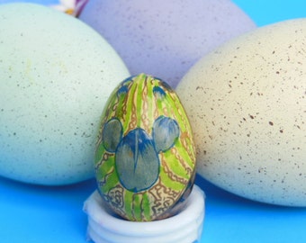 Vintage Hand Painted Wooden Egg Miniature Painted Wood Egg Hand Painted Easter Egg Decoration Vintage Wood Easter Egg Collectible Egg