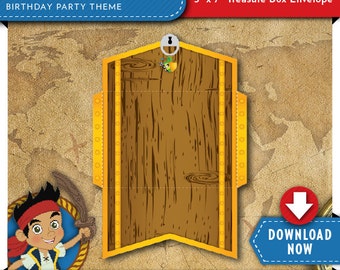 Jake and the Neverland Pirates Treasure Chest Envelope | Fits our 5" x 7" Jake Birthday Party Invitation | Printable | Instant Download