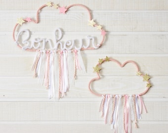 2 clouds in knitting and Ribbon