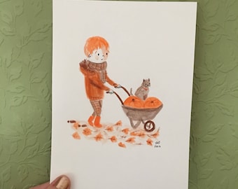 Pumpkin Wheelbarrow Original Drawing (Inktober 2017)