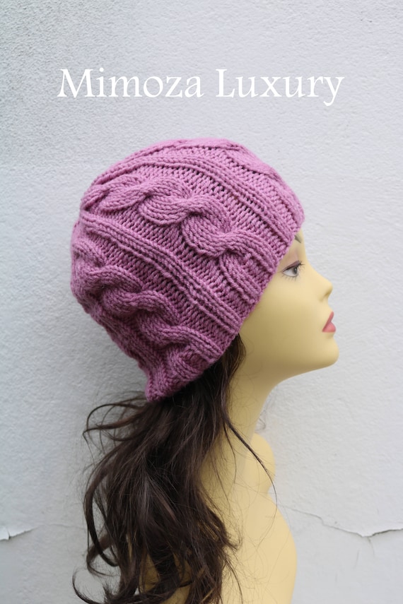 Dusky Pink women's Beanie hat, Hand Knitted Hat in mauve rose beanie hat cap, knitted men's, women's beanie hat, winter beanie, rose ski hat