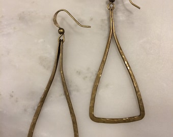 Triangular Antiqued Brass Earrings