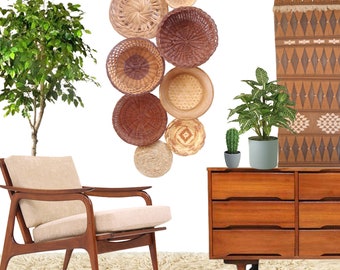 8 Boho Woven Wall Baskets Collection Neutral Basket Gallery Wall Hanging Wicker Rattan Baskets Natural Bohemian Decor Hand Woven Jungalow