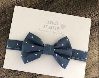 Baby Bow Tie, Blue and White Dot