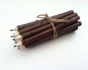 Set of 10 Rustic twig pencils
