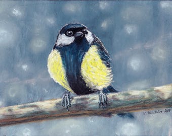 Bird n3. Original pastel painting on sandpaper . Using artists' quality pastels