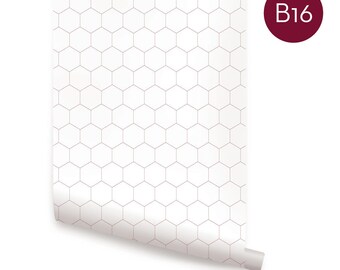 Hexagon Lines Pattern Custom Color Peel & Stick Fabric Wallpaper Repositionable