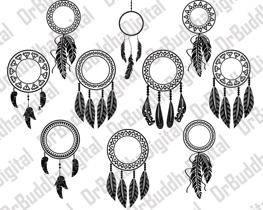 Download Sale Dream Catcher Monogram Frame SVG Collection Feather