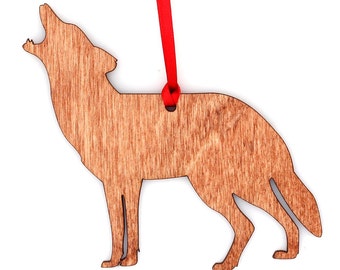 Wooden Wolf Ornament