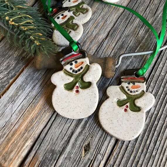 1 Ceramic Snowman Ornament Christmas Snowman Ornament