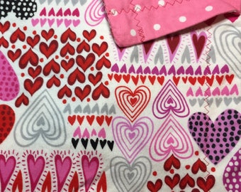 Hearts and Polka Dot Flannel Baby Blanket
