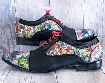 Mens Marvel Shoes - Groom Shoes - Wedding Shoes - Mens Shoes - Marvel Shoes - Geek Shoes - Comic Book Shoes - Superhero Shoes