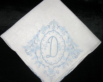 Embroidered Wedding Handkerchief D S R E K N S H L or M Hankie Wedding Hankerchiefs Hankie Initial Letter