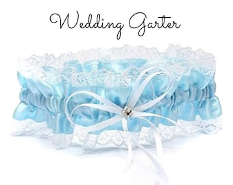 Something Blue Garter | Lace Wedding Garter | Bridal Garters | Satin Garter | Keepsake Bridesmaid Garter | Lace Garter | Blue Wedding Garter