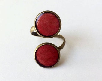 red leaf ring, leaf ring, nature ring, adjustable ring, nature inspired, real leaf ring, leaf jewelry, real red leaf, nature jewelry