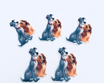 Set of 5 Lady And The Tramp Resins - Flat Back - Dog - Planar