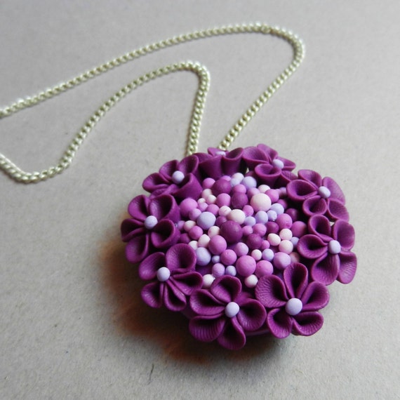 Items Similar To Romantic Hand Made Polymer Clay Purple Blossom Pendant On Etsy 6450