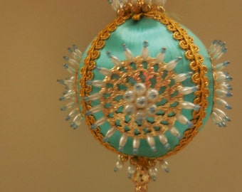 Handmade Vintage Turquoise Christmas Ornament