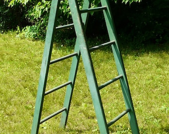 Antique Folding Green Orchard Ladder