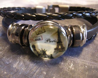 black leather with snap strap
