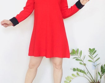 Vintage Red dress 90s dress red mini dress small red dress short red dress 90s short dress short vintage dress red vintage long sleeve dress