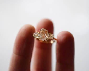 Size 5 14k Gold Diamond Ring, Raw Diamond Engagement Ring, Solid Gold Engagement Ring, Rough Diamond Ring, Raw Diamond, Avello, Graduation