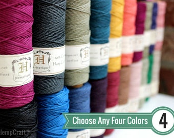 BULK DEAL - Choose Any 4 (Four) Solid Color Spools of 1mm Hemptique™ Brand Hemp Twine - Eco-Friendly, Colorfast, and Biodegradable!