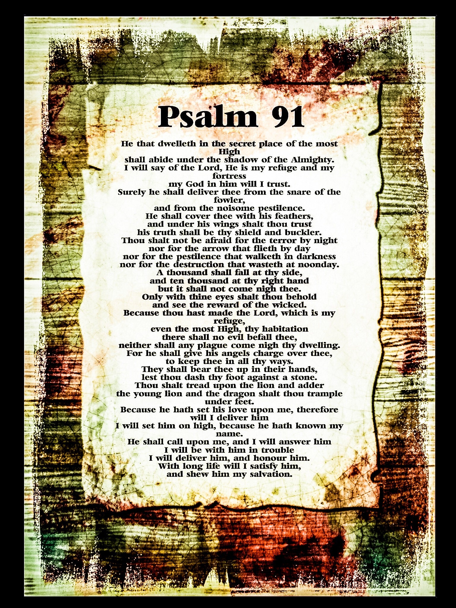 Psalm 91 poster KJV Printable unique psalm 91 prayer Card