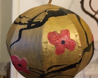 SALE! Two Dollars Off Original Price: Hand painted 5 inch paper mache tree ornament.