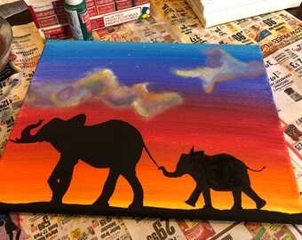 Elephant Parade Silhouette Painting