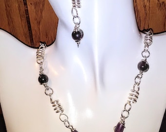 Sterling Silver Winter Amethyst Necklace & Earring Set