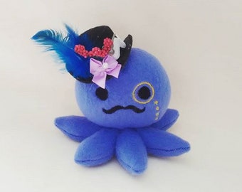 Sir Septapus plush plushie Steampunk tophat monocle mustache octopus squid gentleman tentacle dapper kawaii classy