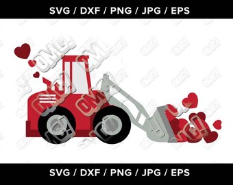 Valentine svg, truck, tractor, hearts, love svg dxf eps jpeg format layered cutting files die cut decal vinyl cricut silhouette