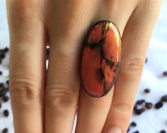 Ceramic Ring Ceramic Jewelry - big ring, unique ring, handmade ring, adjustable ring
