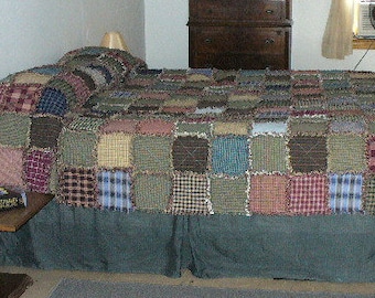 Custom Rag Quilt, Full Size Rag Quilt, Homespun Rag Quilt, Primitive Rag Quilt, Farmhouse Quilt, Rag Quilt