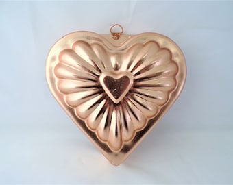 Copper Heart Mold - Vintage Copper Heart Shaped Mold - Retro Heart Copper Mold