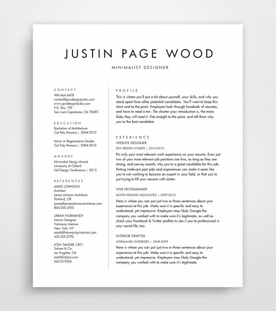items similar to simple resume template  clean resume  simple resume  resume template instant