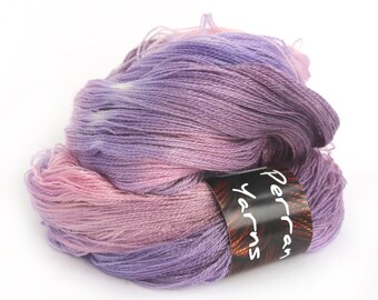 Purple pink laceweight wool, handdyed BFL silk laceweight yarn, hand dyed Perran Yarns Buddleia, bluefaced leicester blend variegated skein