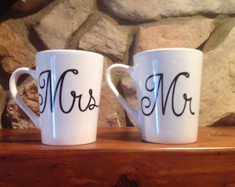 Coffee Cups/Mugs, Wedding, Mr and Mrs