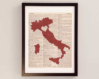 Bologna Italy Dictionary Print - Italian Art - Print on Vintage Dictionary Paper - I Love Bologna - Italia - Italian Print - Italy Art