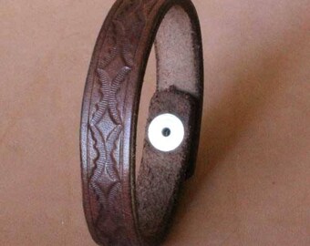 Bracelet Template-----Dark Brown colored, Tooled, Leather, Cuff, Wristband, Bracelet