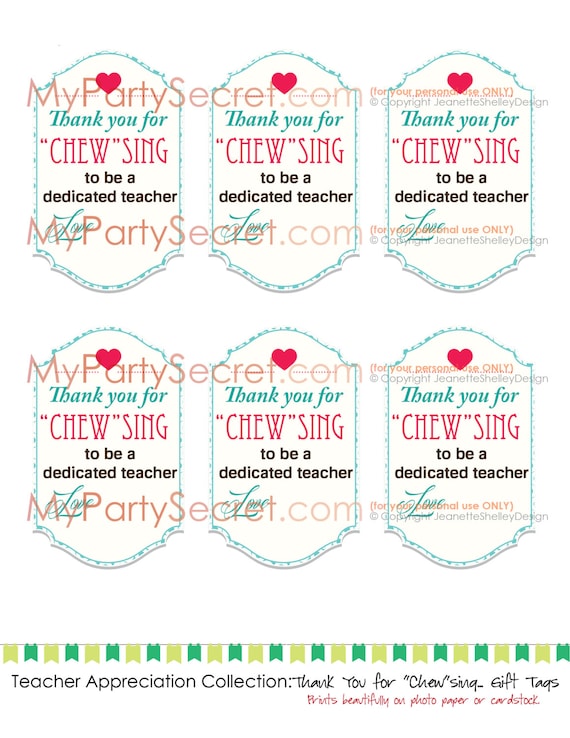 instant download... DIY Printable Teacher Appreciation