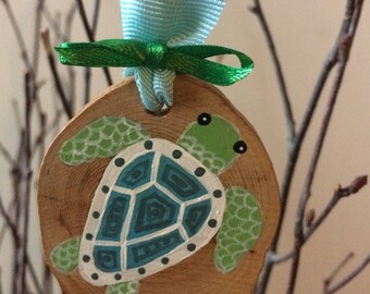Loggerhead turtle on wood