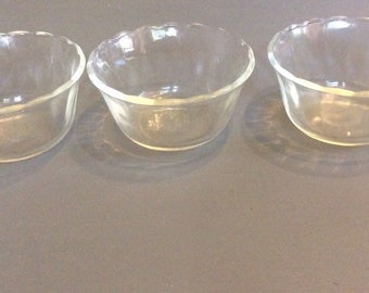 3 Vintage Fireking # 424 6 ounce Custard Bowls