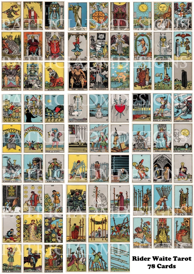 Rider Waite Tarot Cards Set Of 78 Cards Printable 3.5 X 2.5