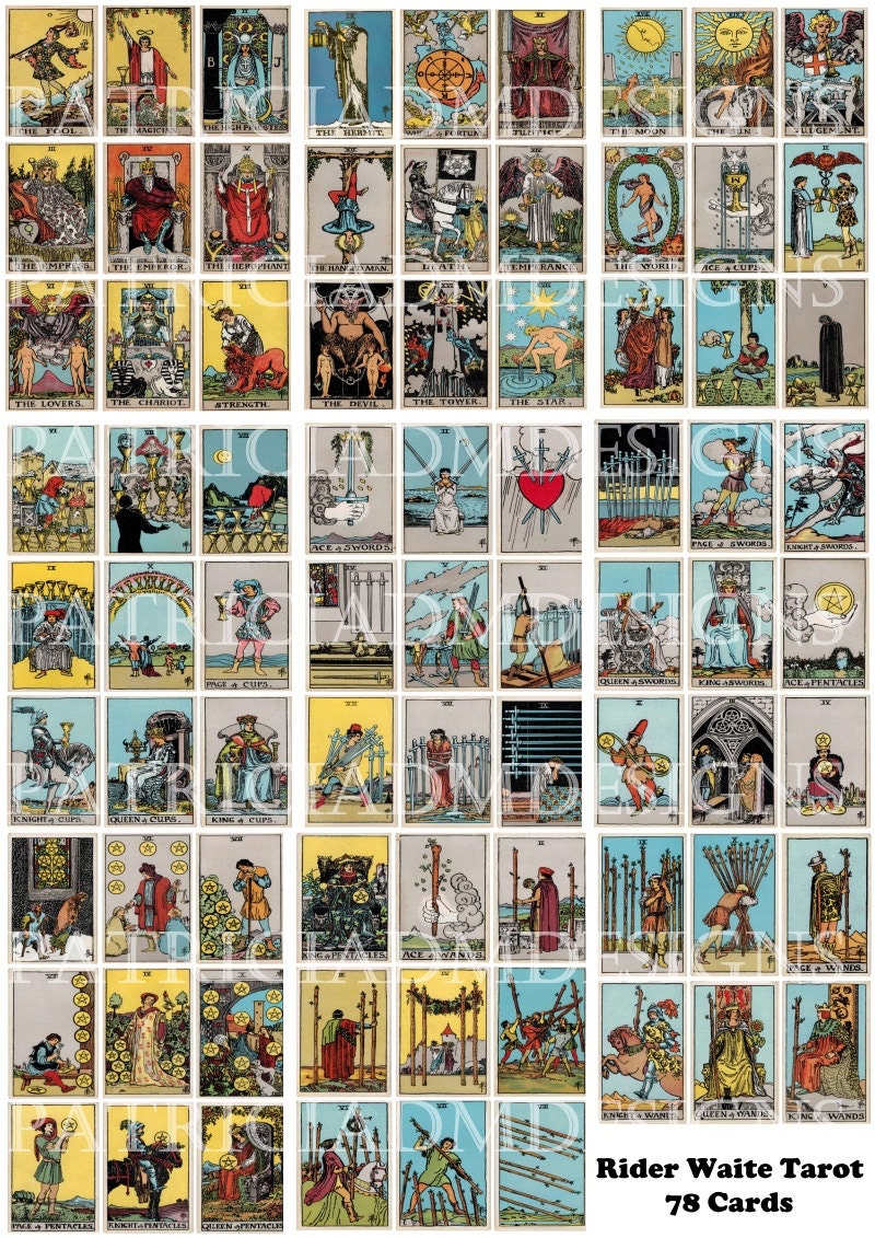 Rider Waite Tarot Cards Set Of 78 Cards Printable 35 X 25