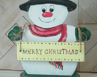 Snowman Christmas Decoration, Frosty The Snowman, Snow Man, Christmas Decoration, Handmade and Handpainted, Let It Snow, Merry Christmas, +