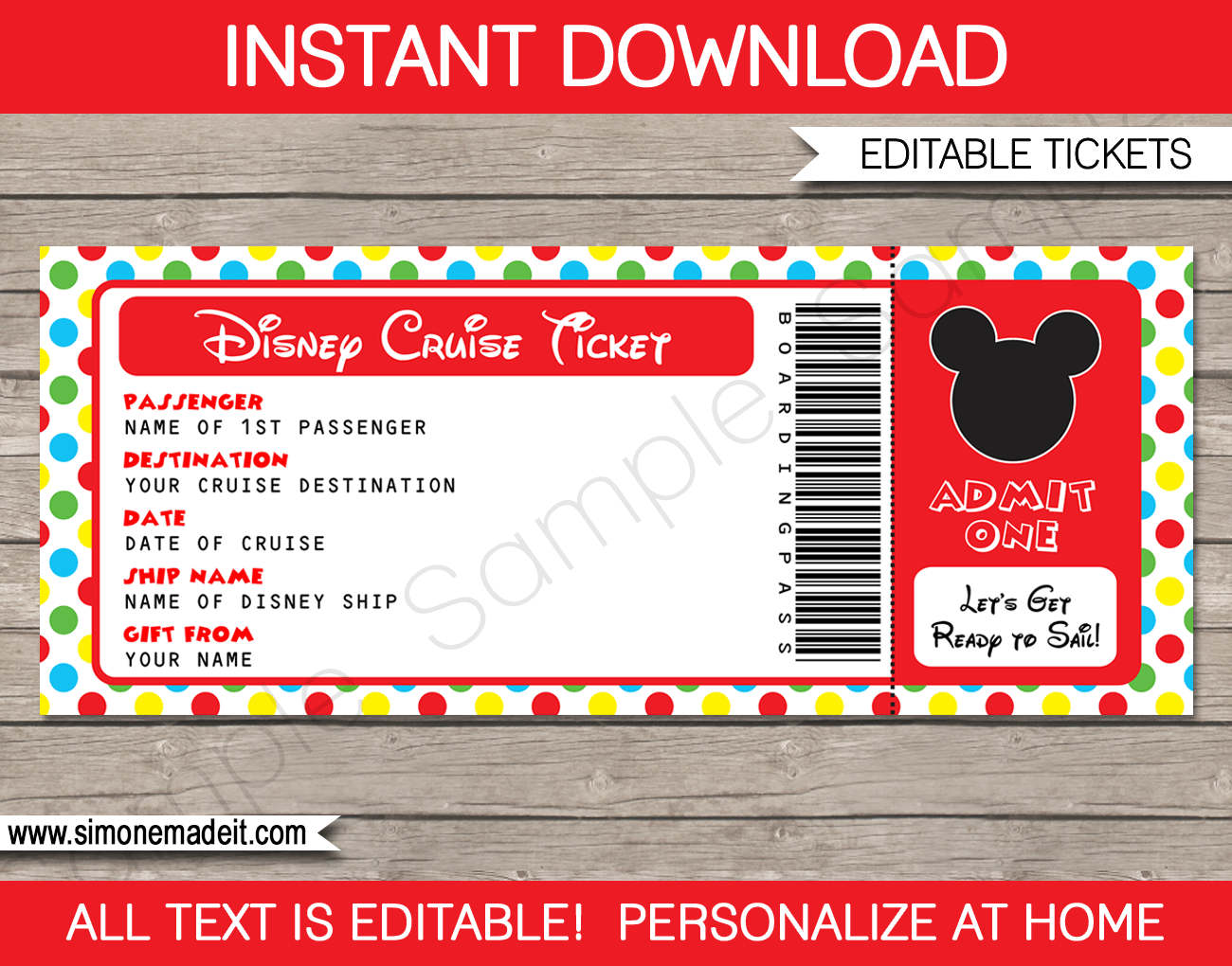 disney cruise ticket mickey mouse surprise gift ticket