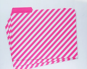 Pink and white candy stripe file folder A4
