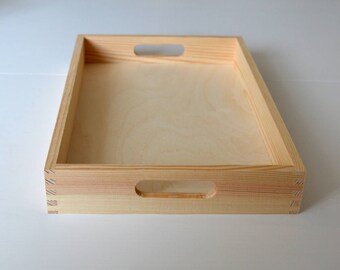 Untreated Wood Tray-Unfinished Wood Tray-Decoupage Wood Tray-Pine Tree trays -Breakfast Tray - Wood Serving Tray - Decorative Wooden Tray